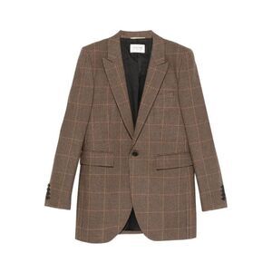 SAINT LAURENT Tailored Plaid Blazer Women BROWN Coats & Jackets